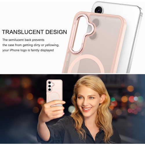 TopSave Strong Magnetic Compatible with MagSafe, Translucent Matte Slim Protective Case with Raised Camera Lens and Metallic Trim For Samsung Galaxy