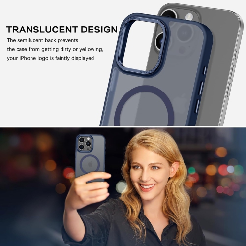 TopSave Strong Magnetic Compatible with MagSafe, Translucent Matte Slim Protective Case with Raised Camera Lens and Metallic Trim For iPhone 16 Pro,