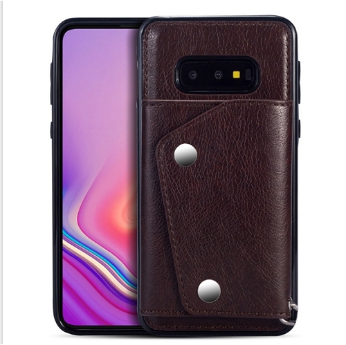 Simulate Leather Back Wallect Case For Samsung S10, Brown