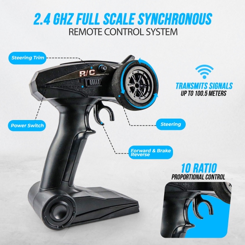 Camion monstre téléguidé à manette 1:18 rapide 35 km/h 4RM 2,4 GHz MotionGrey rouge pour adultes