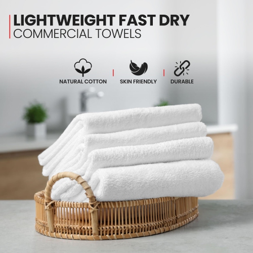 Serviettes de bain économiques Canadian Linen Regal, format moyen, 24 x 48&nbsp;po, paq. 6 serviettes de bain en coton doux à séchage rapide pour