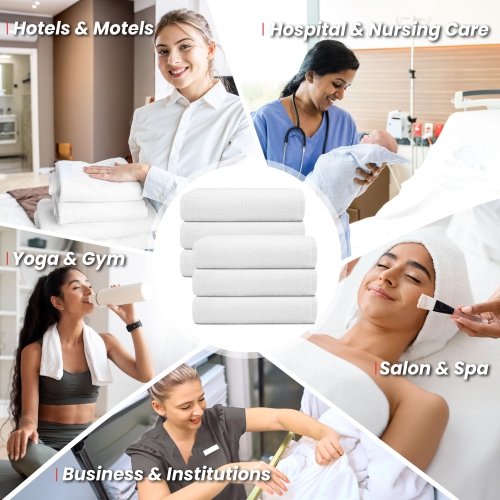 Serviettes de bain économiques Canadian Linen Regal, format moyen, 24 x 48&nbsp;po, paq. 6 serviettes de bain en coton doux à séchage rapide pour