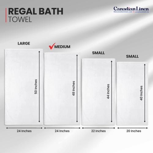 Serviettes de bain économiques Canadian Linen Regal, format moyen, 24 x 48&nbsp;po, paq. 6 serviettes de bain en coton doux à séchage rapide pour