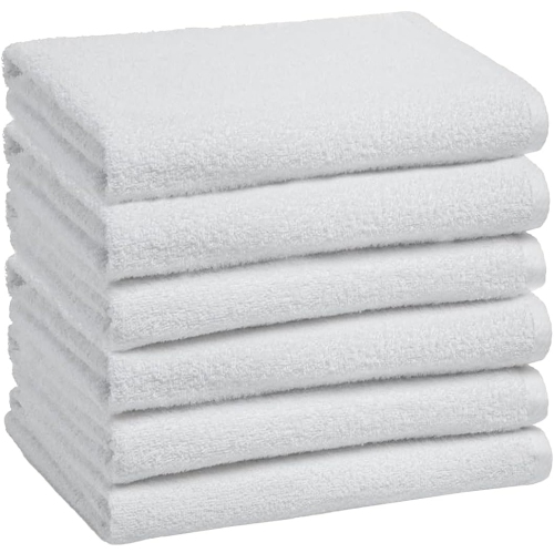 Canadian Linen Basic Economy White Bath Towels 24x50 inches 6 Pack Soft Absorbent Hospitality Cotton Towels for Bathroom, Hotel, Motel, Spa, Salon &