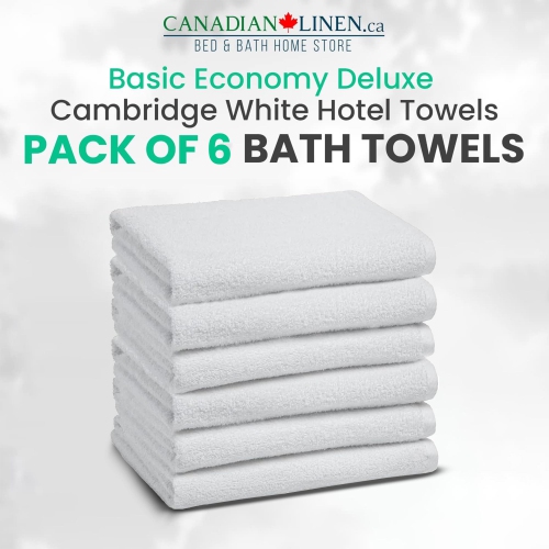 Canadian Linen Basic Economy White Bath Towels 24x50 inches 6 Pack Soft Absorbent Hospitality Cotton Towels for Bathroom, Hotel, Motel, Spa, Salon &
