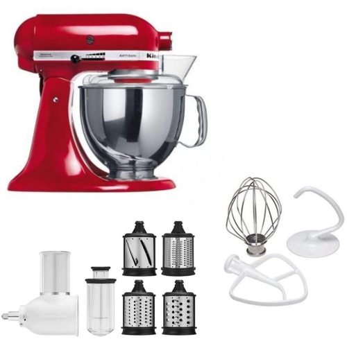 KitchenAid Artisan® Series 5 Quart Tilt-Head Stand Mixer with Fresh Prep Slicer/Shredder Attachment -KSM150FBER