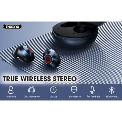 REMAX TWS-8 True Wireless Metal Stereo Bluetooth Earphones Earbuds Headset - BLACK