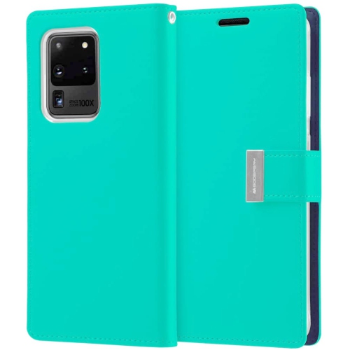 TopSave Goospery Rich MAX(6) Card Slot Leather Folio Wallet Flip Case For Samsung S20 Plus, Teal