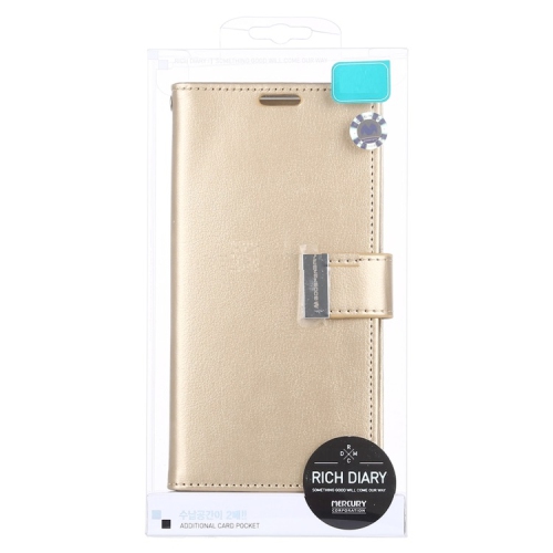 TopSave Goospery Rich MAX(6) Card Slot Leather Folio Wallet Flip Case For Samsung S20 Plus, Gold
