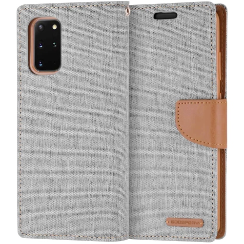 TopSave Goospery CANVAS Card Holder Fabric Folio Wallet Flip Case For Samsung S20 Plus, Gray