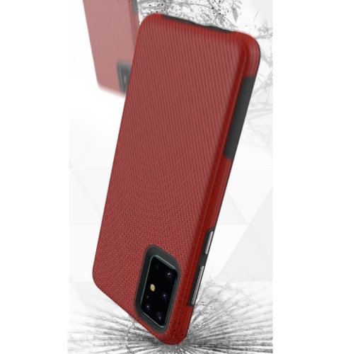 TopSave Triangle Pattern PC+TPU Dual Layer Hybrid Case For Samsung S20 Plus, Red