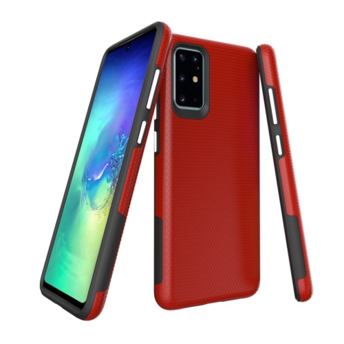 TopSave Triangle Pattern PC+TPU Dual Layer Hybrid Case For Samsung S20 Plus, Red