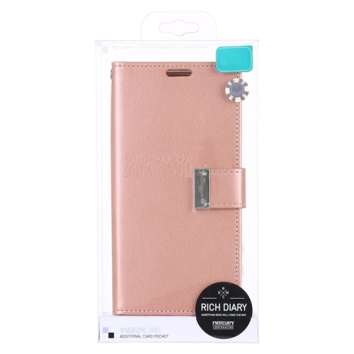 TopSave Goospery Rich MAX(6) Card Slot Leather Folio Wallet Flip Case For Samsung S20 Plus, Rose Gold