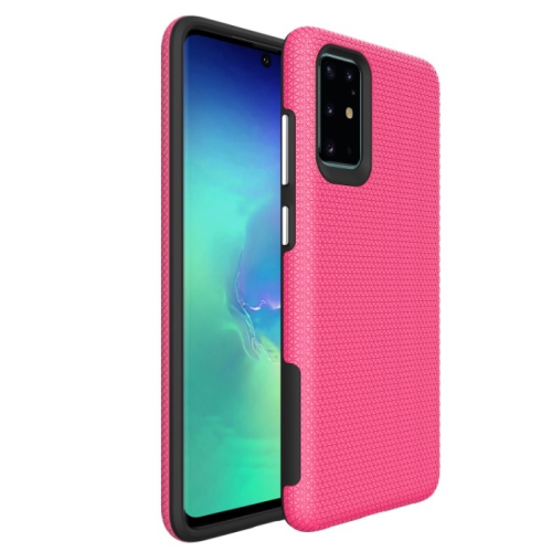 TopSave Triangle Pattern PC+TPU Dual Layer Hybrid Case For Samsung S20 Plus, Pink
