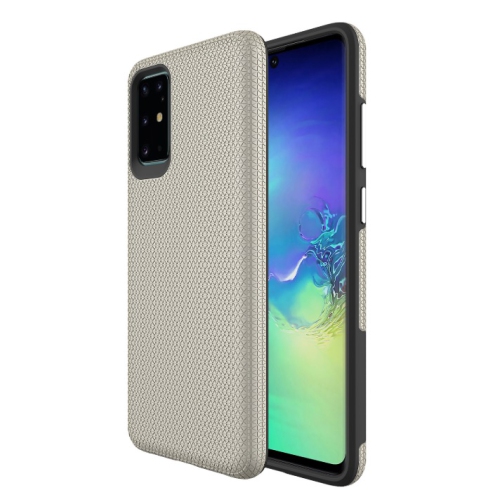 TopSave Triangle Pattern PC+TPU Dual Layer Hybrid Case For Samsung S20 Plus, Gold