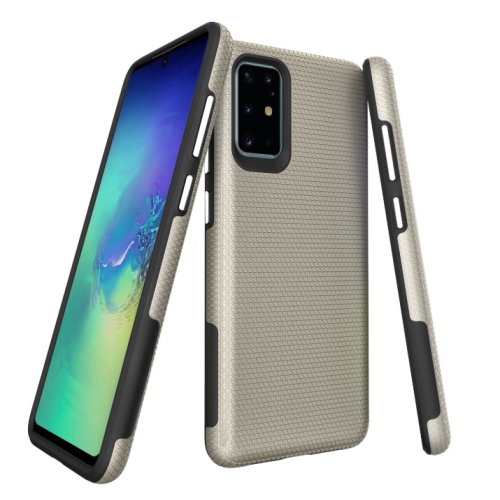 TopSave Triangle Pattern PC+TPU Dual Layer Hybrid Case For Samsung S20 Plus, Gold