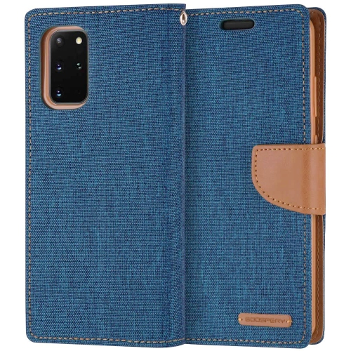 TopSave Goospery CANVAS Card Holder Fabric Folio Wallet Flip Case For Samsung S20 Plus, Blue