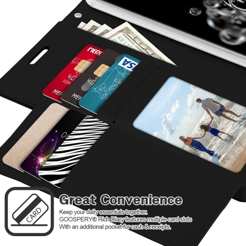 TopSave Goospery Rich MAX(6) Card Slot Leather Folio Wallet Flip Case For Samsung S20 Plus, Brown