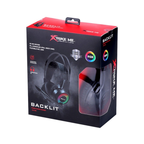 Xtrike Me GH-709 - Wired Gaming Headset, Backlit with Microphone, Black