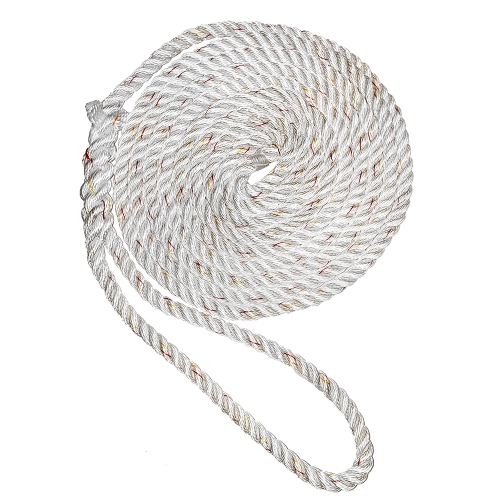 New England Ropes 1/2" X 35&#39; Premium Nylon 3 Strand Dock Line - White w/Tracer