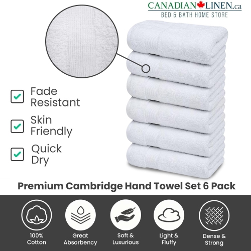 Essuie-mains Canadian Linen, 16x, 30 po, paq. 6, 550 ASGS, serviettes de nettoyage à séchage rapide, tapis d’exercice doux absorbant, piscine,