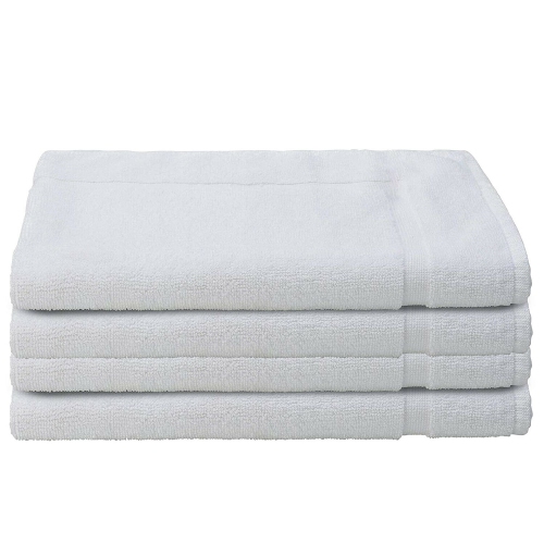 Premium White Cotton Bath Mat Bathroom Rug Highly Absorbent Soft Durable, 4 Pack