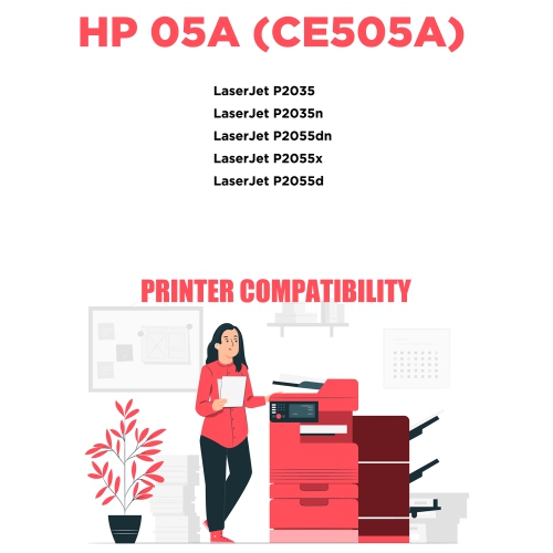 Printer Pro™ Compatible Replacement for 5 Pack HP 05A/HP05A/05A/505a Black Toner Cartridge - HP Printer LaserJet P2055/P2055d/P2055dn/P2055x