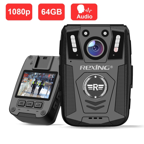 Rexing P1 Body Camera, 1080p Full HD, Built-in 64G Memory - Waterproof and Shockproof