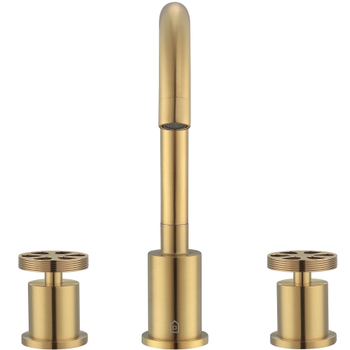 Ancona Nova Series Widespread Double-Handle Bathroom Faucet in Brushed Titanium Gold