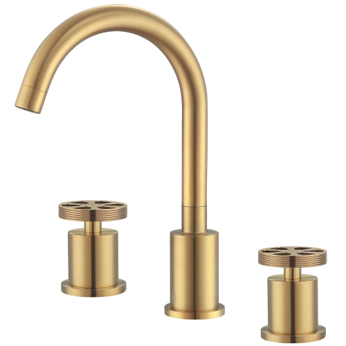Ancona Nova Series Widespread Double-Handle Bathroom Faucet in Brushed Titanium Gold