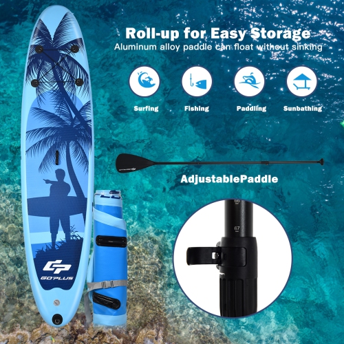 Goplus 9.8' Inflatable Stand Up Paddle Board W/Carry Bag Adjustable Paddle Adult Youth