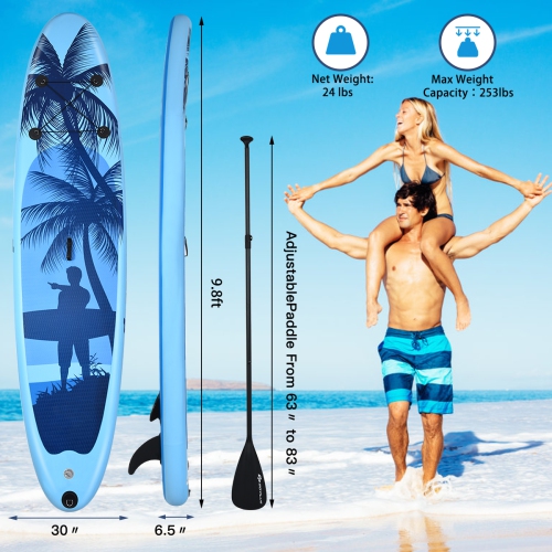 Goplus 9.8' Inflatable Stand Up Paddle Board W/Carry Bag Adjustable Paddle Adult Youth
