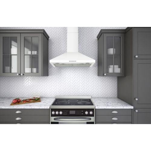 Ancona 30" Convertible Wall-Mounted Pyramid Range Hood in White 