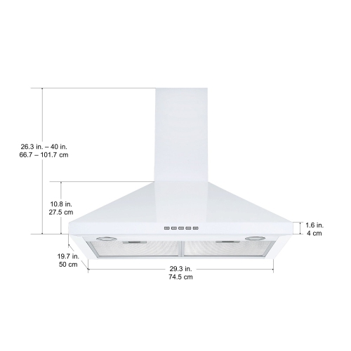 Ancona 30" Convertible Wall-Mounted Pyramid Range Hood in White 