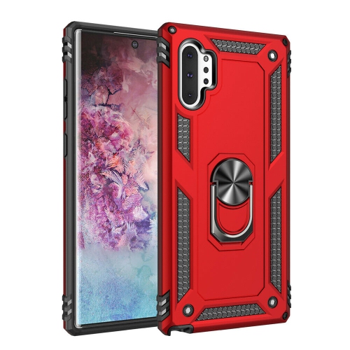 【CSmart】 Anti-Drop Hybrid Magnetic Hard Armor Case with Ring Holder for Samsung Galaxy Note 10 Plus, Red