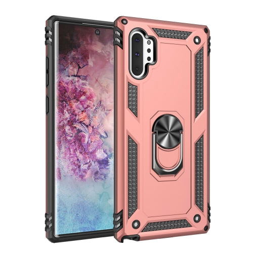 【CSmart】 Anti-Drop Hybrid Magnetic Hard Armor Case with Ring Holder for Samsung Galaxy Note 10 Plus, Rose Gold