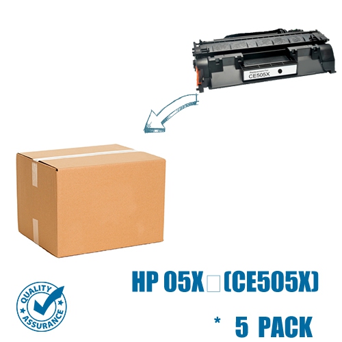 PRINTER PRO ™ Compatible Replacement for 5 Pack HP 05X (Ce505X) Black Toner Cartridge for HP Printer Laserjet P2055 P2055D P2055Dn P2055X