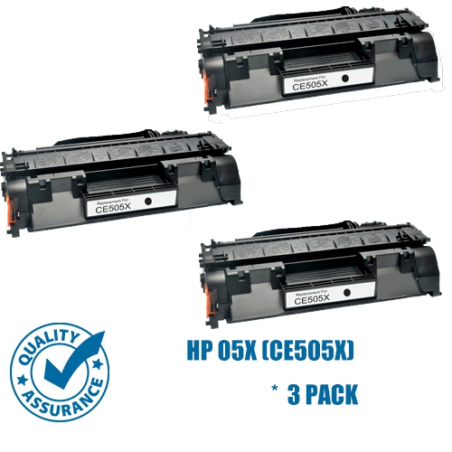 PRINTER PRO ™ Compatible Replacement for 3 Pack HP 05X (Ce505X) Black Toner Cartridge for HP Printer Laserjet P2055 P2055D P2055Dn P2055X