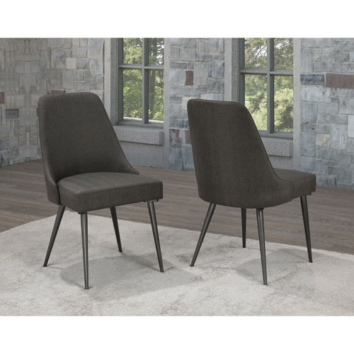 Luna Contemporary Fabric Dining Chair - Set of 2 - Grey