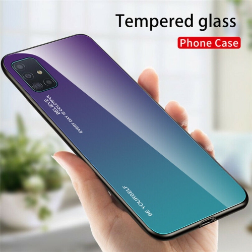 BELICE  Gradient Tempered Glass Phone Case Cover for Samsung Galaxy S20 (Purple-Green)