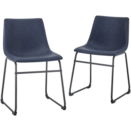 WALKER EDISON 18" Faux Leather Dining Chair, Set Of 2 - Navy Blue I was looking for a simple, basic black, dining chair and this fit perfectly!  On a scale of 1-5, each chair was a 1 to assemble (super easy!) 