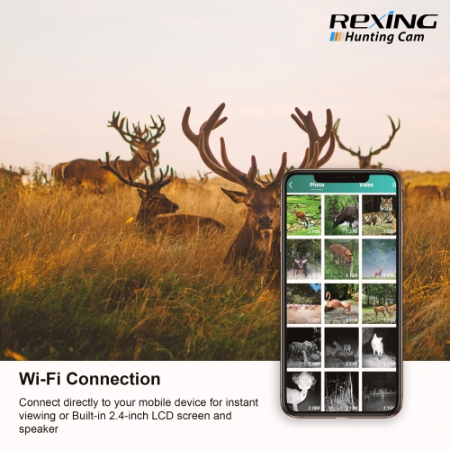 Rexing H2 4K Wi-Fi Trail Camera with Ultra Night Vision for Hunting Games and Wildlife Monitoring