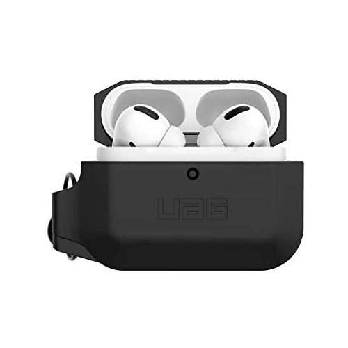 URBAN ARMOR GEAR UAG Compatible with AirPods Pro 10225K114040 Full-Body Protective Rugged Water Resistant Soft-Touch Silicone Case with Detachable Carabiner Black//Black