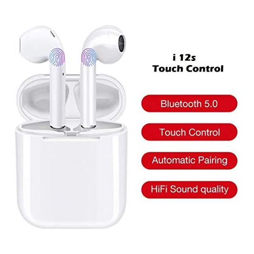 i12 Bluetooth 5.0 TWS Earbuds Smart Touch Hi-Fi Sound for iOS/Android with Charging case