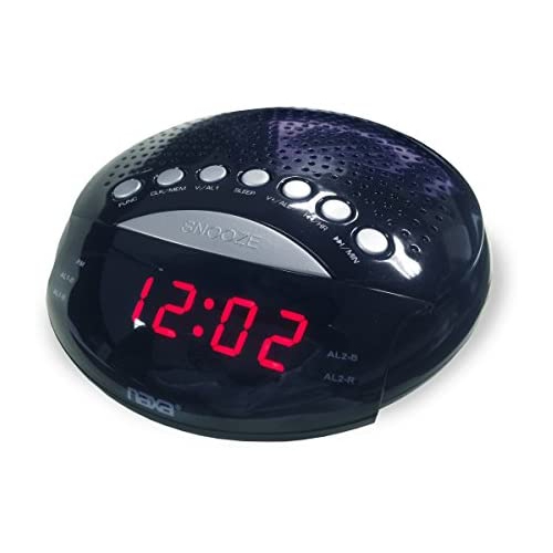 NAXA Electronics NRC-170 PLL Digital Dual Alarm Clock with AM/FM Radio and Snooze
