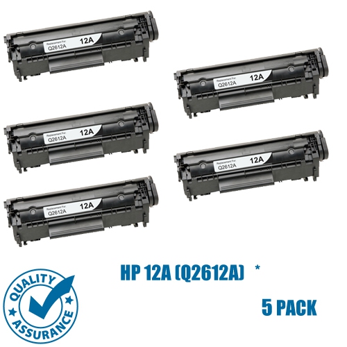 PRINTER PRO  Compatible Replacement for 5 Pack HP 12A (Q2612) Toner Cartridge-HP Printer Laserjet 1018 1020 1022 3015 3030 3050 3052 3055 M1319
