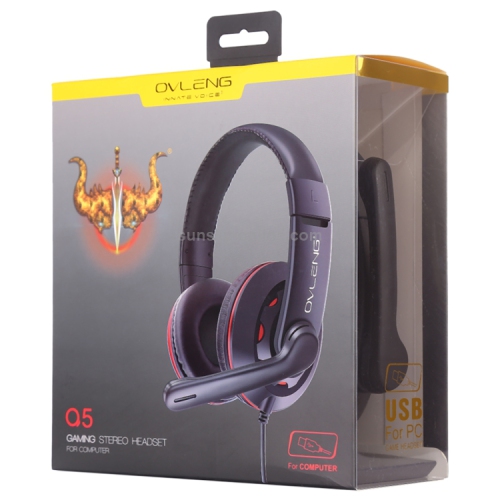 OVLENG Q5 USB Stereo Headphone Headset with Microphone & Volume Control for office and gaming