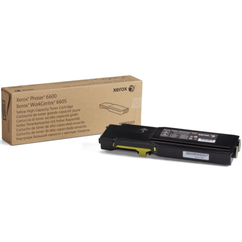 Image 1 de 2.. Xerox – Cartouche de toner jaune 106R02227 à haut rendement d’origine pour : Phaser 6600, WorkCentre 6605