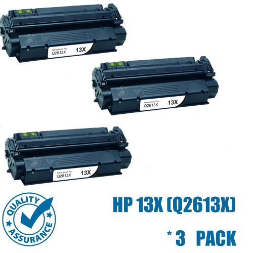 PRINTER PRO  Compatible Replacement for 3 Pack HP 13X (Q2613X) Toner Cartridge for HP Printer Laserjet 1300, 1300N, 1300Xi In Black