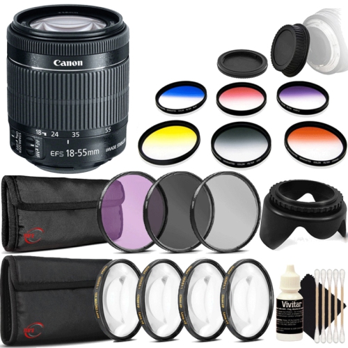 Canon EF-S 18-55mm f/3.5-5.6 IS STM Lens w/ Accessory Kit For Canon SLR Cameras - International Version w/Seller Warranty